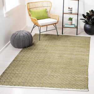 Ковер SAFAVIEH, 122 x 122 см, Boston Collection, Olive, ручной работы, плоское плетение, хлопок, идеален для помещений с высокой проходимостью в гостиной, спальне (BOS680B)