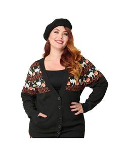 Женский длинный вязаный кардиган с принтом Unique Vintage, Black