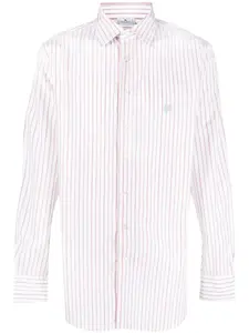 Полосатая рубашка с вышитым логотипом ETRO, нейтральный