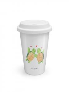 Mr. & Mrs. Panda Кофейная кружка на вынос, пара черепах, без слов, белый