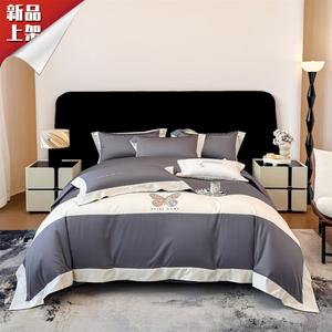 LUOLAI HOME Комплект постельного белья, 180 см, 4 предмета, Mide Xiangyun, темно-серый