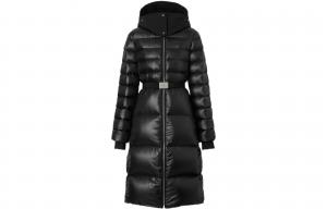 Контрастный пуховик с капюшоном Burberry, черный