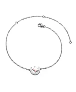 Браслет на лодыжку из стерлингового серебра 18 карат с позолотой в виде счастливой звезды и полумесяца, регулируемая длина Gigigirl, silver