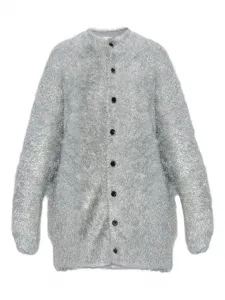 Кардиган из трикотажа с металлической нитью Noir Kei Ninomiya, серебристый