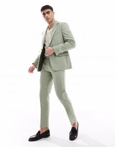 Узкие брюки из шерстяной смеси ASOS DESIGN зеленого цвета