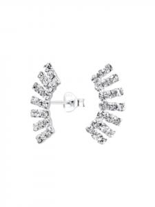 Alexander York Серьги-гвоздики в форме веера с кубическим цирконием в оправе из серебра 925 пробы, комплект из 2 штук