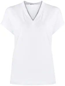 Футболка с V-образным вырезом Brunello Cucinelli, белый
