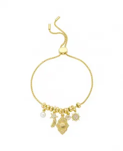 Регулируемый браслет-боло с подвесками из кубического циркония и кристаллов Unwritten, gold