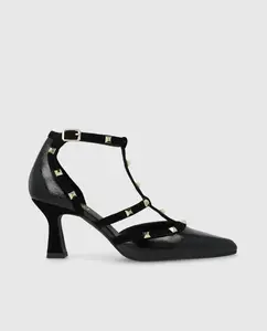 Женские туфли на каблуке из лаковой кожи с заклепками Lodi, черный