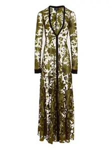 Платье макси с цветочной вышивкой Giambattista Valli, зеленый