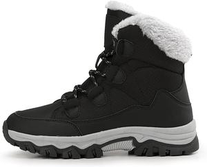 Женские зимние ботинки водонепроницаемые с высоким голенищем и флисовой подкладкой - теплые удобные повседневные снежные ботинки, с толстой подошвой и стильным дизайном Qacksv, Black
