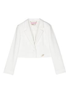Miss Blumarine креповый блейзер с логотипом, белый