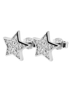 Adeliás Детские серьги-гвоздики в форме звезды из серебра 925 пробы с кубическим цирконием в серебряной оправе