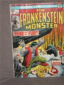Marvel The Frankenstein Monster November 1973 / Vol 1 # 7 Fiend and the Fury Cover (Marvel Comics)