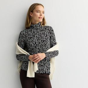 Узкая водолазка Petite Croft & Barrow, Black Garden Vine