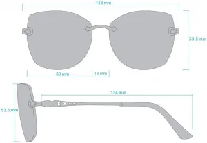 Женские солнцезащитные очки Southpole без оправы с металлическими вставками и украшениями в форме «кошачьего глаза», Rose Gold & White