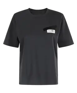 Белая хлопковая футболка с цифровым логотипом Mm6 Maison Margiela, черный