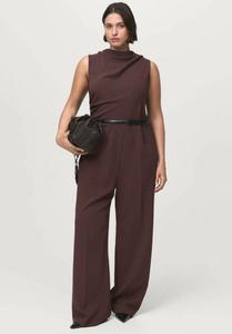 Комбинезон Mango LONG WITH DRAPED NECK AND BELT, Brown