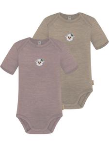 Normani Outdoor Sports Комплект из 2 детских боди с коротким рукавом из мериносовой шерсти, цвет Тауранга, розовый/бежевый