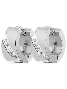 Adeliás Женские серьги - серьги-кольца на шарнирах из нержавеющей стали со стразами серебристого цвета