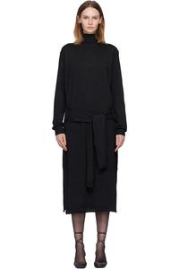 Серое платье миди с эффектом обманчивой перспективы Lemaire, антрацит