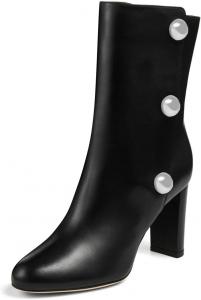 Женские милые ботильоны FYS с круглым носком, массивным каблуком и пуговицами, модные короткие ботинки на осень и зиму, для платья или вечеринки, размеры 4-16 US, Black