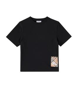 Футболка из хлопкового джерси с аппликацией EKD Burberry Kids, черный