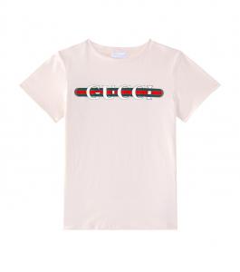 Футболка из хлопкового джерси с логотипом Gucci Kids, Rose Water/ Mc