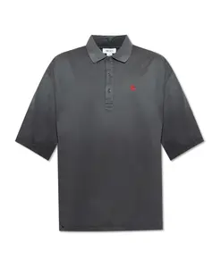 Хлопковая рубашка-поло с вышитым логотипом. Alexander Mcqueen, серый