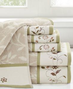Хлопковый набор из 6 вышитых жаккардовых полотенец "Serene" Madison Park, зеленый