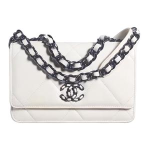 CHANEL Миниатюрная женская сумка-кроссбод из зимней коровьей кожи бело-черная