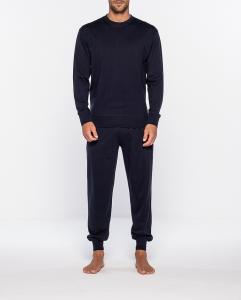 Длинные пижамы из органического хлопка, Organix Punto Blanco, темно-синий