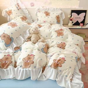 LUOLAI HOME Простыня 1,5 м, комплект из 4 предметов, для матраса 200x230 см, ткань G Capibala A-Type, мягкая на ощупь