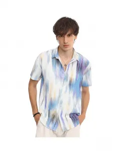 Мужская рубашка небесно-голубого и бело-слоновой кости цветов с текстурой в виде штрихов Strokes-Textured Campus Sutra, синий