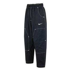Повседневные брюки (WMNS) Nike SS22 Logo Embroidered Casual Woven Long Pants/Trousers Autumn Black DM6210-010