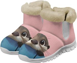 JoyLamoria мультяшные зимние сапоги Санта-Клауса для женщин, утепленные зимние ботильоны с меховой подкладкой для Рождества, кроссовки для прогулок, легкие нескользящие сапоги средней высоты, Otter