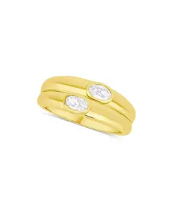 Кольцо с двумя камнями из кубического циркония And Now This, gold