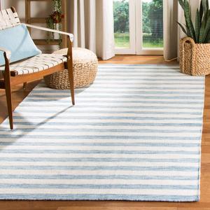 Ковер SAFAVIEH, 153 x 244 см, Dhurries Collection Blue/Ivory DHU575B ручной работы плоского плетения из премиальной шерсти