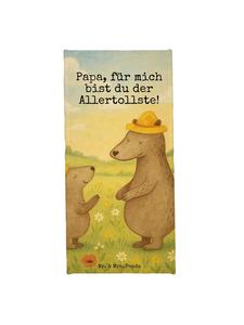 Mr. & Mrs. Panda Банное полотенце с изображением медведя в шляпе и надписью, выполненное в пастельно-желтом цвете