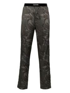 TOM FORD атласные пижамные брюки с камуфляжным принтом, зеленый