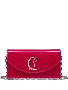 Лакированный клатч с цепочкой Christian Louboutin, розовый