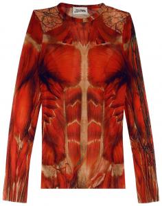 Джинсы Jean Paul Gaultier Ecorche Mesh Printed Long-Sleeve 'Red/Orange/Green', красный