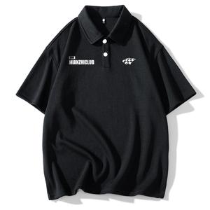 Футболка поло унисекс с коротким рукавом из хлопка, темно-синяя