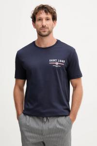 Хлопковая футболка Gant, темно-синий