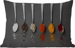 Подушка для улицы - Специи - Ложка - Столовая - Деревенский - Специи - 60 x 40 см - Устойчива к погодным условиям - Подушка для отдыха - Декоративная подушка - Подушка для дома MuchoWow