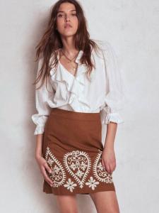 Юбка из льна с вышивкой в стиле пейсли Boden, Russet