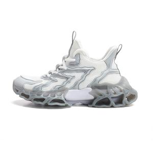 Амортизирующие противоскользящие износостойкие дышащие высокие массивные кроссовки мужские DAFK, бело-серые