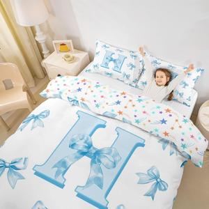 Erosebridal Комплект постельного белья H с голубыми бантами в стиле кавай для девочек, Blue H