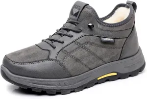 Зимние ботинки для мужчин, снежные ботинки, утепленные, высокие наружные обувные, с противоскользящей подошвой, удобные зимние походные ботинки для повседневного ношения на улице Qacksv, серый