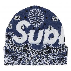 Шапка Supreme Bandana Big Logo Beanie 'Navy'